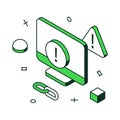 Web development coding and programming process with computer monitor 3d icon isometric vector