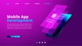 Web development, coding and programming responsive layout internet site or app of devices. Vector illustration Royalty Free Stock Photo