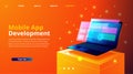 Web development, coding and programming responsive layout internet site or app of devices. Vector illustration Royalty Free Stock Photo