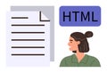 HTML Coding Concept with Woman Programmer and Document Royalty Free Stock Photo