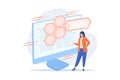 Web development and coding. IT, website optimization, computer software testing. Programmer and developer working female flat Royalty Free Stock Photo