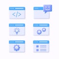 Web Development concept. Website coding, Web page. Magnifying glass. Discovery, research, search, analysis concept Royalty Free Stock Photo
