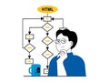 Web development concept with character situation. Vector illustration Royalty Free Stock Photo
