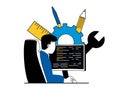 Web development concept with character situation. Vector illustration Royalty Free Stock Photo