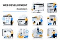 Web development concept with character situations mega set. Vector illustrations Royalty Free Stock Photo