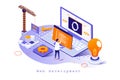 Web development concept in 3d isometric design. Vector illustration Royalty Free Stock Photo