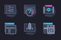Web development concept of 3d paper icons set. Royalty Free Stock Photo