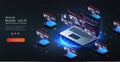 Web development concept in flat design. Developing of internet app or online website service. Software development Royalty Free Stock Photo