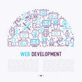 Web development concept in half circle