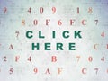 Web development concept: Click Here on Digital Data Paper background Royalty Free Stock Photo