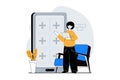 Web development concept with people scene in flat design Royalty Free Stock Photo