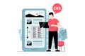 Web development concept with people scene in flat design. Royalty Free Stock Photo