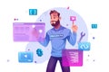 Web development concept with programmer and ar Royalty Free Stock Photo