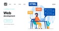 Web development concept. Programmer coding code for webpage Royalty Free Stock Photo
