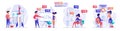 Web development concept scenes set. Developers create webpage Royalty Free Stock Photo