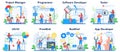 Web development concept set. Programming, coding and presenting Royalty Free Stock Photo