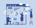 Web development concept. Vector interface designers create a web page