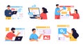 Web development creating mobile web page, software developers Royalty Free Stock Photo