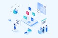Web development 3d isometric design. Vector web illustration Royalty Free Stock Photo