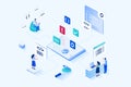 Web development 3d isometric design. Vector web illustration Royalty Free Stock Photo