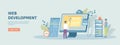 Web development. Developers creating program code, development of software and programming. Promotional web banner. Royalty Free Stock Photo