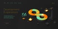 Web development or devops concept in isometric vector design. Developing of internet app or online website service. Creative
