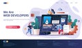 Web development flat landing page template. Royalty Free Stock Photo
