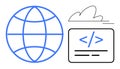 Global Network and Cloud-Based Programming Concept with Coding Elements Royalty Free Stock Photo