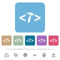 Web development with hammer flat icons on color rounded square backgrounds