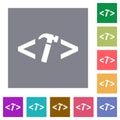 Web development with hammer square flat icons