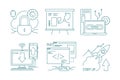 Web development icon. Design and code developers web design production concept symbols search and seo vector Royalty Free Stock Photo