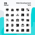 25 Web Development Icon Set. 100% Editable EPS 10 Files. Business Logo Concept Ideas Solid Glyph icon design