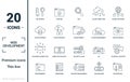 Web Development icon set. Include creative elements key search, seo, cloud storage, cloud management, network connection icons. Royalty Free Stock Photo