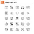 25 Web Development icon set. vector background Royalty Free Stock Photo