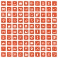 100 web development icons set grunge orange Royalty Free Stock Photo