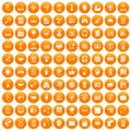 100 web development icons set orange Royalty Free Stock Photo