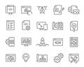 Web Development Icons Set. Such as Project Launch, Code Hierarchy, Bug Testing, Website Design, Mobile Application