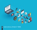 Web development integrated 3d icons. Growth and progress concept