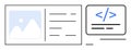 Web Development Interface with Code Display and Image Placeholder Layout Elements Royalty Free Stock Photo