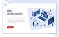 Web development isometric landing page Royalty Free Stock Photo