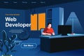 Web development isometric landing page. Royalty Free Stock Photo