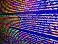 Web development javascript HTML5 code close up. Javascript code in bracket software. Screenshot with random parts of program code Royalty Free Stock Photo
