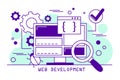 Web development line art banner. Coding software Royalty Free Stock Photo
