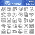 Web development line icon set, website design symbols collection or sketches. Coding solid line with headline linear Royalty Free Stock Photo