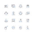 Web development line icons collection. HTML, CSS, JavaScript, Frameworks, Responsive, Backend, Frontend vector and Royalty Free Stock Photo