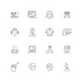 Web development line icons collection. HTML, CSS, JavaScript, Frameworks, Responsive, Backend, Frontend vector and