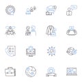 Web development line icons collection. HTML, CSS, JavaScript, PHP, Ruby, Python, Frameworks vector and linear Royalty Free Stock Photo