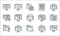 web development line icons. linear set. quality vector line set such as binary, alert, maintenance, database, api, report, seo,