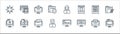 web development line icons. linear set. quality vector line set such as domain, xml, developer, bug, wireframe, api, developer,