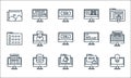 web development line icons. linear set. quality vector line set such as idea, promotion, landing page, error, database, menu, Royalty Free Stock Photo